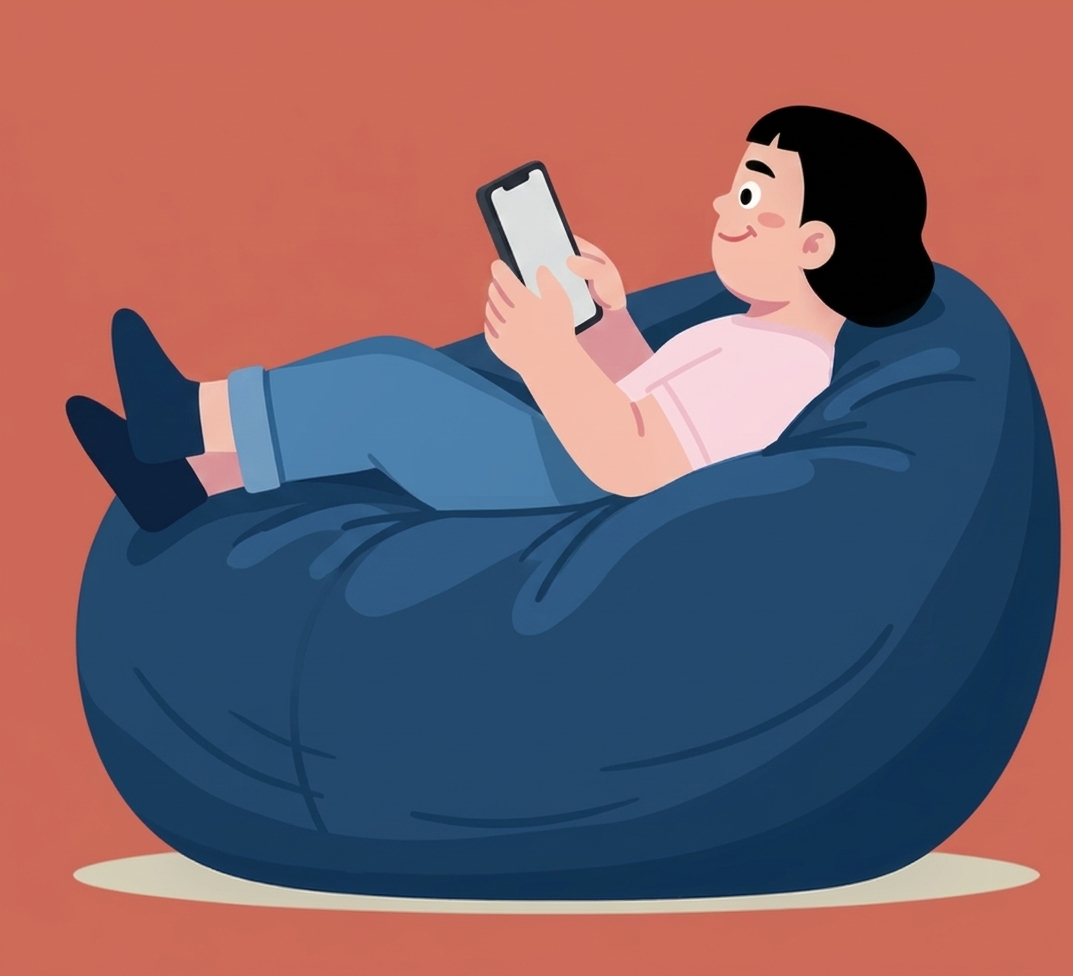 Person relaxing in a bean bag using ReadTomo